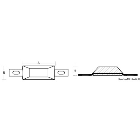 
Anode rectangulaire avec encoche 127x60x25 mm 
