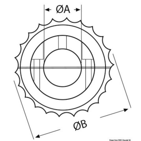 
Coupe-orin inox axe Ø 45 mm externe Ø 120 mm 
