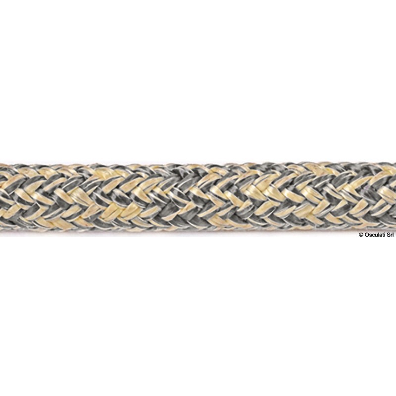 
Double tresse Kevlar et polyester jaune-rouge 12 mm 
